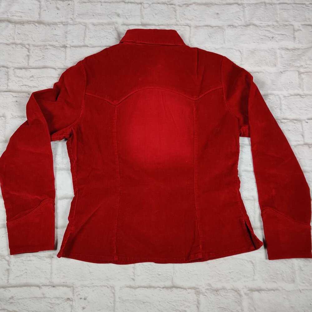Vintage Live a Little S Red Corduroy Jacket Western Yolk Snap Button Long Sleeve - Picture 4 of 9